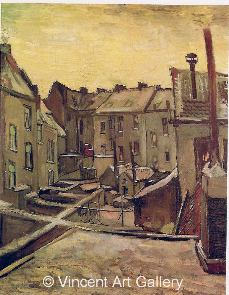 JH970, Backyards of Old Houses in Antwerp in the Snow